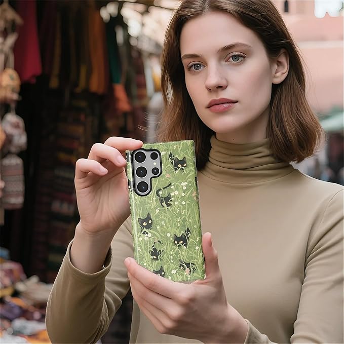 for Samsung Galaxy S24 Ultra Case, HL2 Grass Cat Hybrid 2 Layer Hard Shell - Image 5