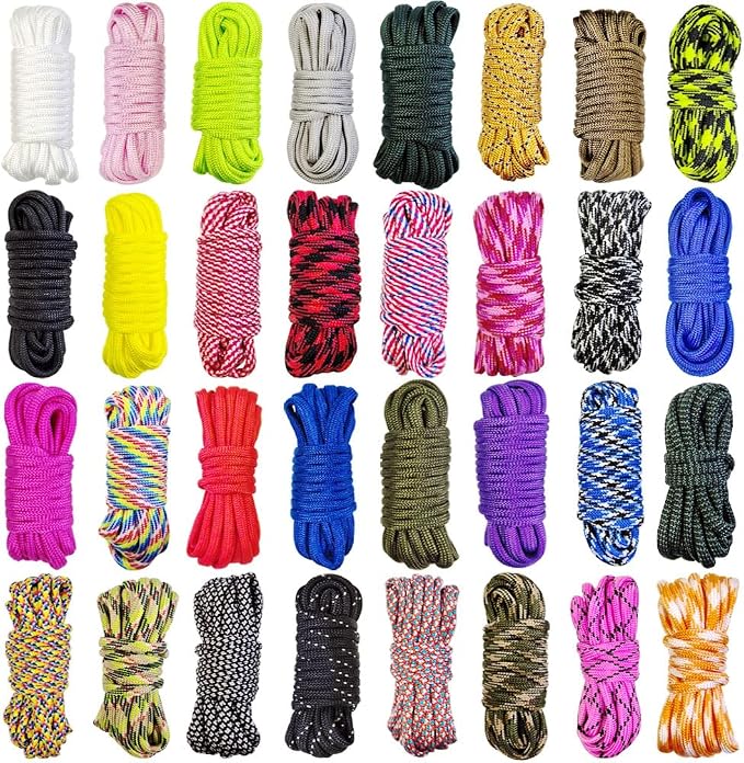 Paracord Crafting Kit, 32 Colors, 10 FT Each, 550lb Parachute Cord by AOHOMOOON