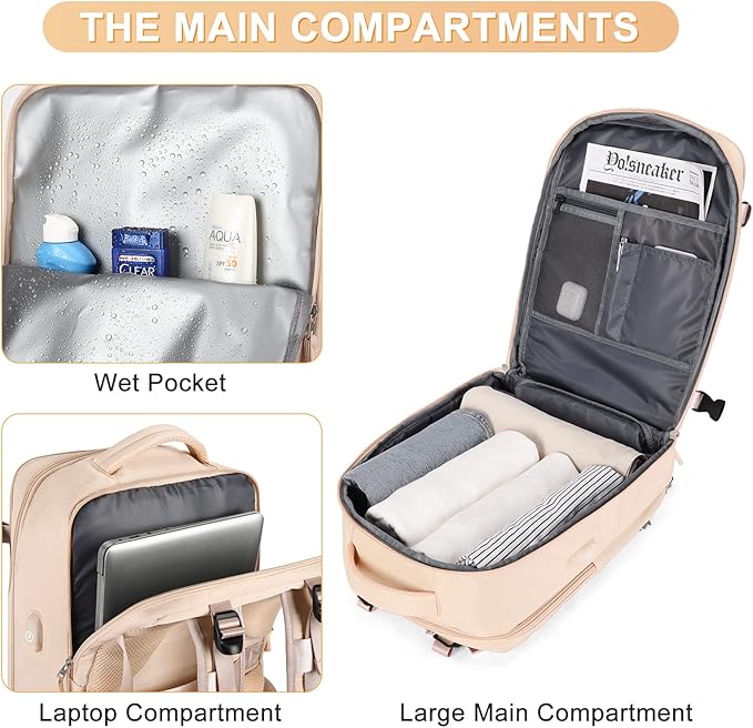 coofay Carry On Backpack Flight Approved Personal Item Travel Backpack - Image 5