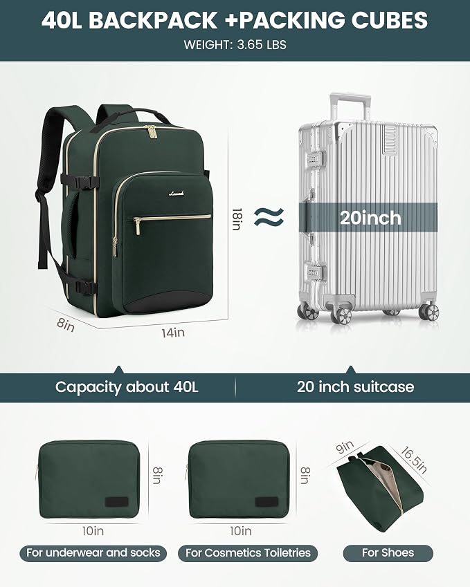 LOVEVOOK Travel Backpack for Women & Men 40L, Airline Approved Carry On - Image 5