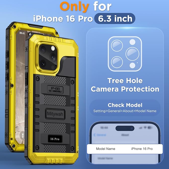 Mitywah Waterproof Case for iPhone 16 Pro, Shockproof Heavy Duty Case - Image 2