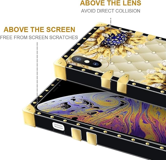 Compatible with iPhone Xs Max Case, Sunflower Diamonds Leather Luxury Golden - Image 7