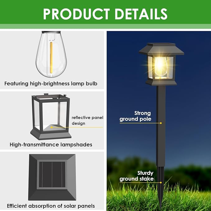 Benany Solar Outdoor Lights, 12 Pack Solar Pathway Lights Waterproof, Landscape - Image 4