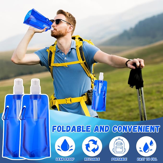Teenyyou 48 Pack Collapsible Water Bottles Bulk 16oz Foldable Water Bottles - Image 5