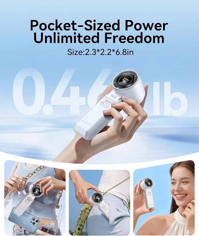 KIMMOO 2 Pack White Portable Handheld Turbo Fan-100 Speeds, Powerful 20000 RPM - Image 7