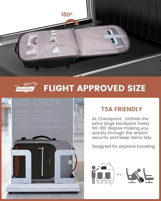 LOVEVOOK 40L Travel Backpack for Women & Men, Airline Approved Carry On Luggage - Image 2