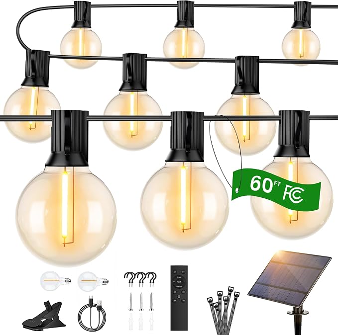 OHLUX 60FT Solar Globe String Lights Outdoor, Shatterproof Solar Patio Lights by OHLUX-YourIndoorOutdoorSpaceLightingPartner