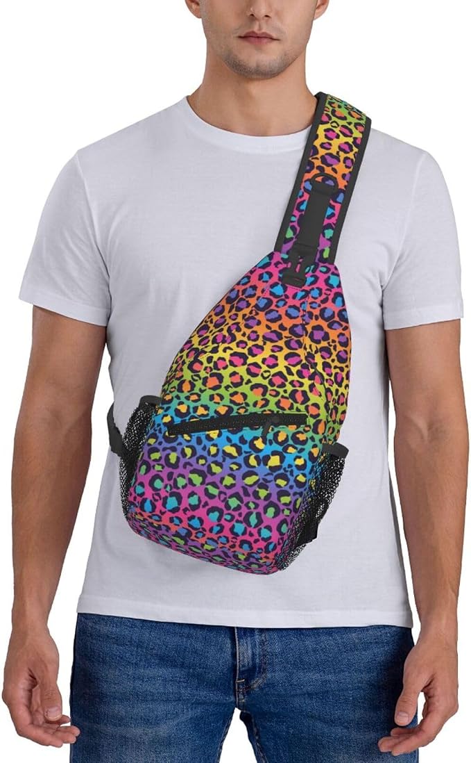 Rainbow Leopard Print Crossbody Sling Bags - Image 6