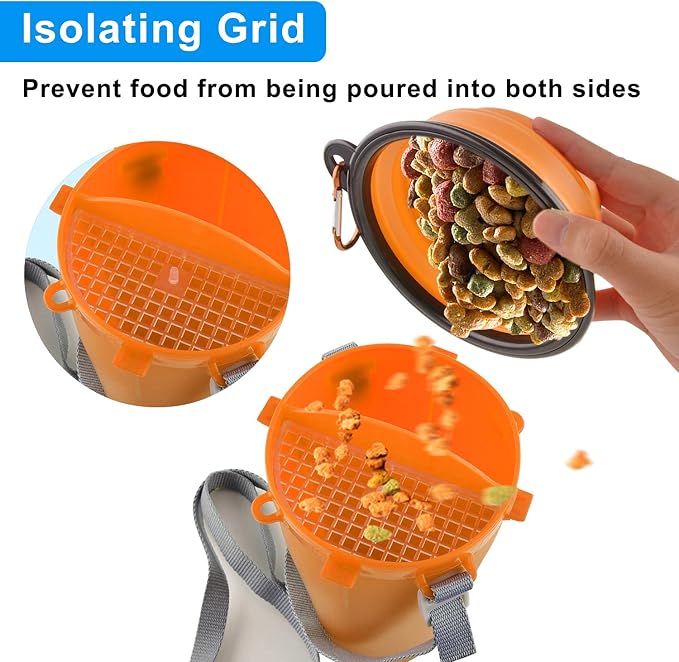 Dog Travel Water Bottle Collapsible Bowls, 2 in 1 Pet Food Container - Image 4