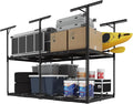 FLEXIMOUNTS 4x8 2-Tier Overhead Garage Storage Rack – Adjustable Heavy Duty by FLEXIMOUNTS