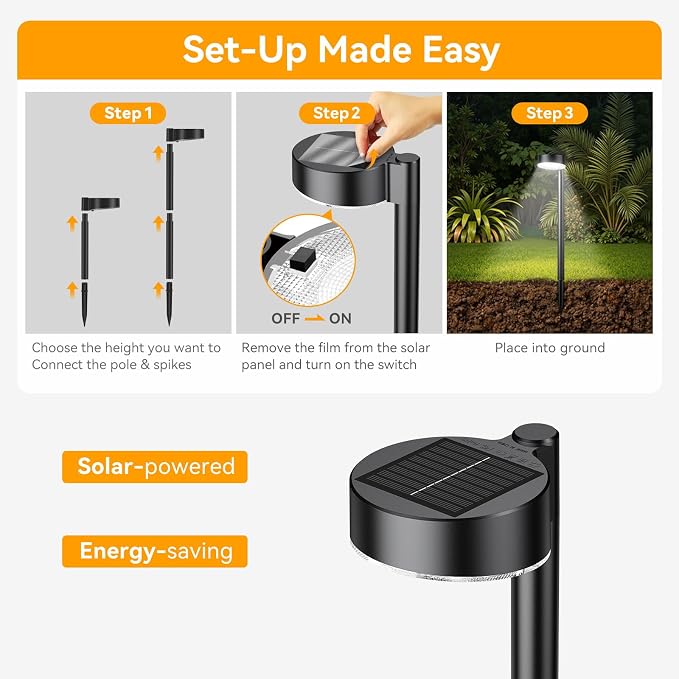 Ahaorigin 12 Pack Solar Pathway Lights Outdoor, 12 Brighter LED Solar Lights - Image 6