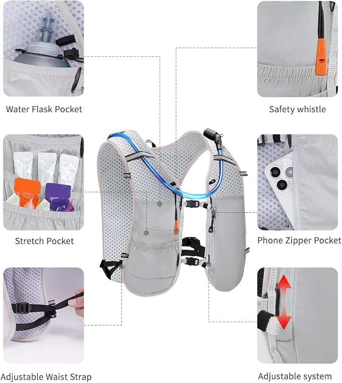 ECOHUB Running Hydration Vest Backpack, Lightweight Breathable Pack - Image 4