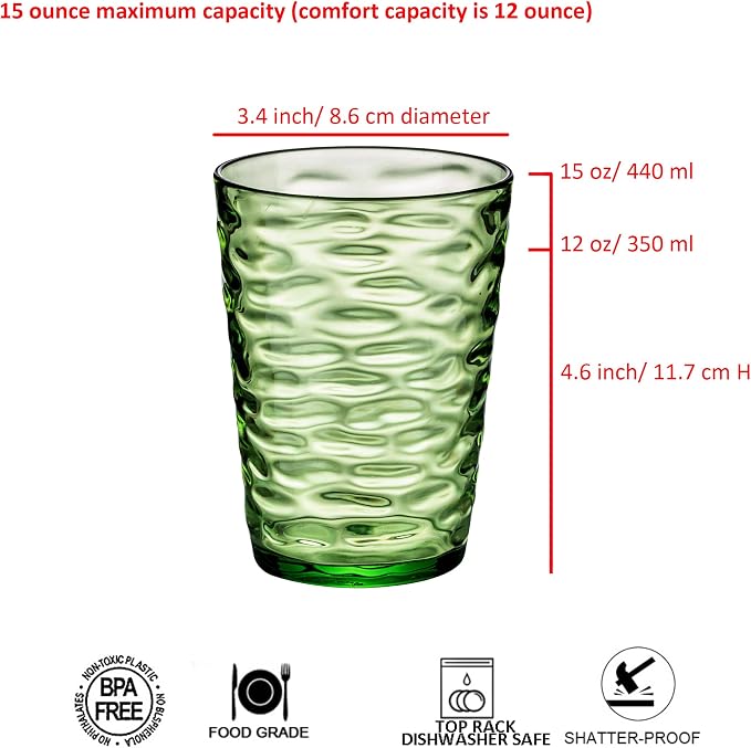 14-ounce Plastic Tumblers, Acrylic Drinking Glasses, Shatter-Proof, - Image 2