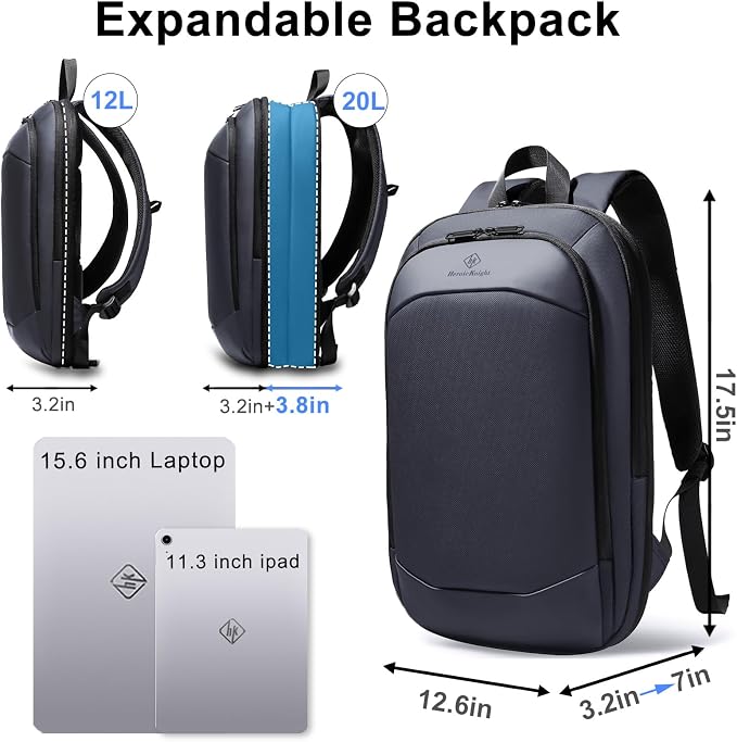 Slim Laptop Backpack for Men, Waterproof Expandable High Tech Business Work - Image 3
