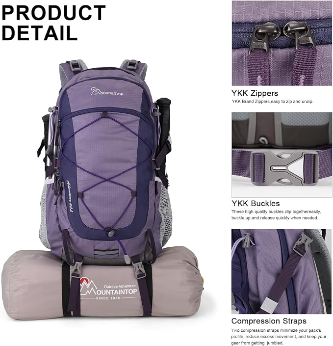 MOUNTAINTOP 40L Hiking Backpack, Lightweight Travel Backpack - Image 5