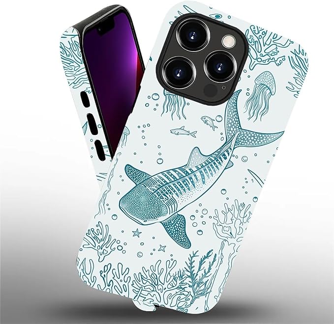for iPhone 13 Pro Case, HH2 Ocean Whale Shark Hybrid 2 Layer Hard Shell - Image 2
