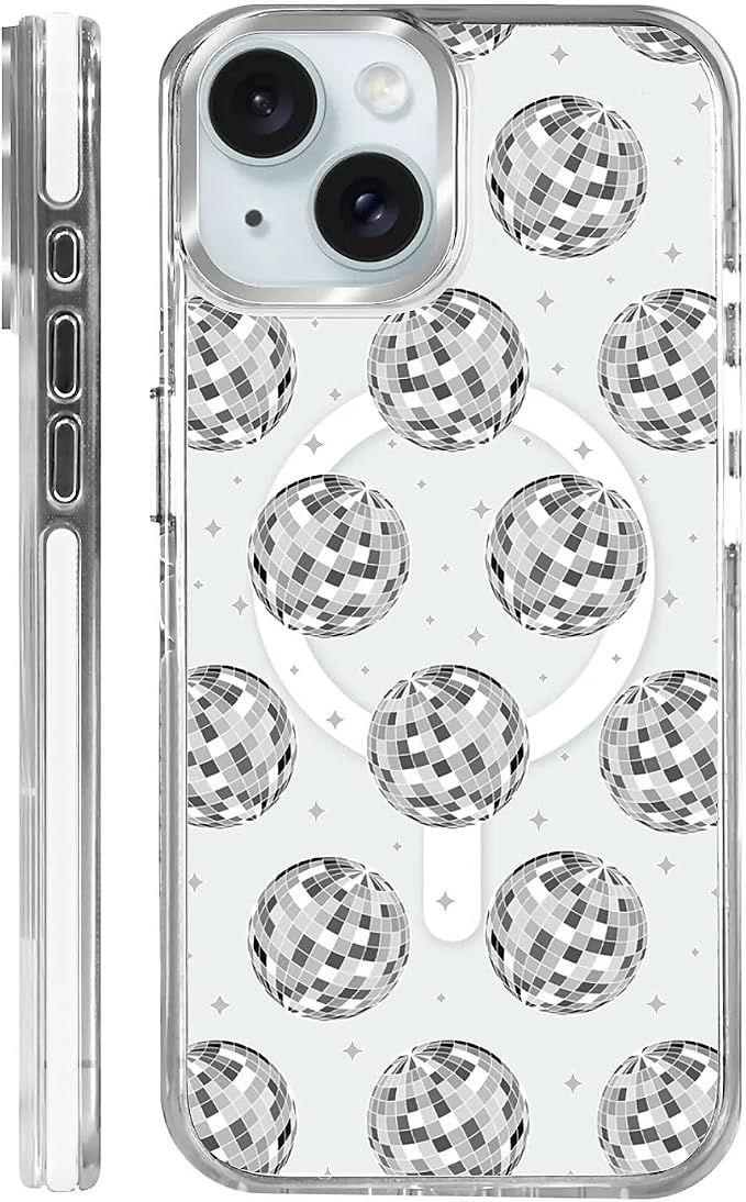 Case for iPhone 13/14, Disco Ball Grayish White Phone Case Design，for Women by Toulas