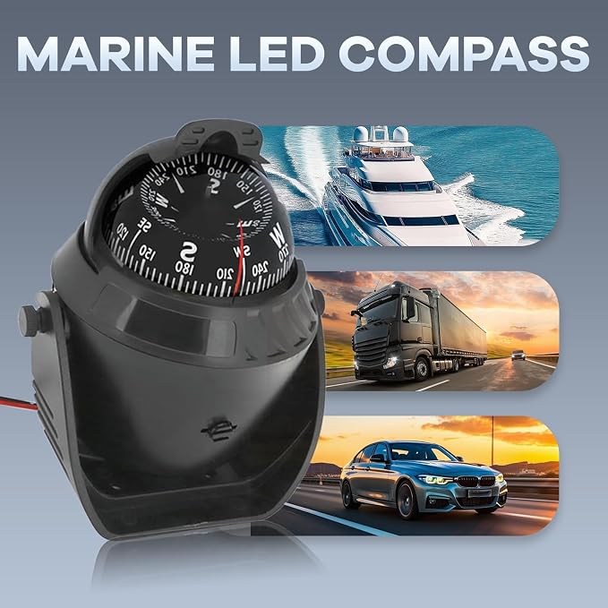 Boat Compass with Magnetic Declination Adjustment, Pivoting Marine Compass - Image 7