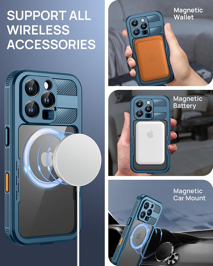 Lanhiem Magnetic for iPhone 16 Pro Max Case, IP68 Waterproof Dustproof Case - Image 3