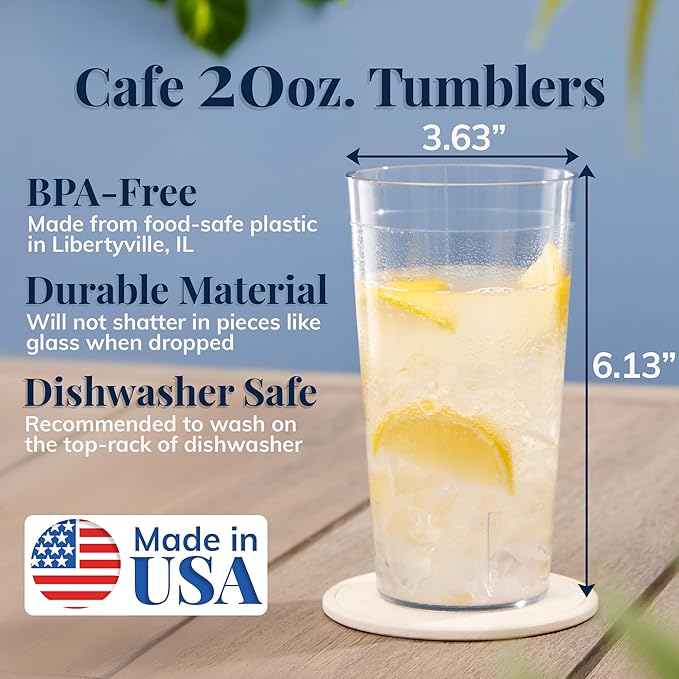 US Acrylic Cafe Plastic Reusable Tumblers 20-ounce Water Cups in Clear | Value - Image 2