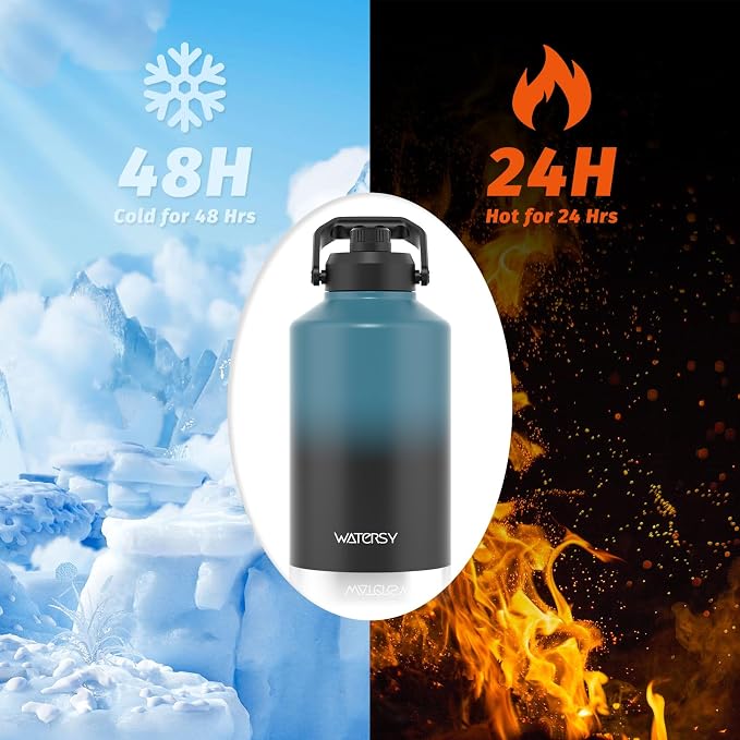 WATERSY 1.5 Gallon Water Bottle Insulated, BPA Free&Leak Proof, 196oz Stainless - Image 2