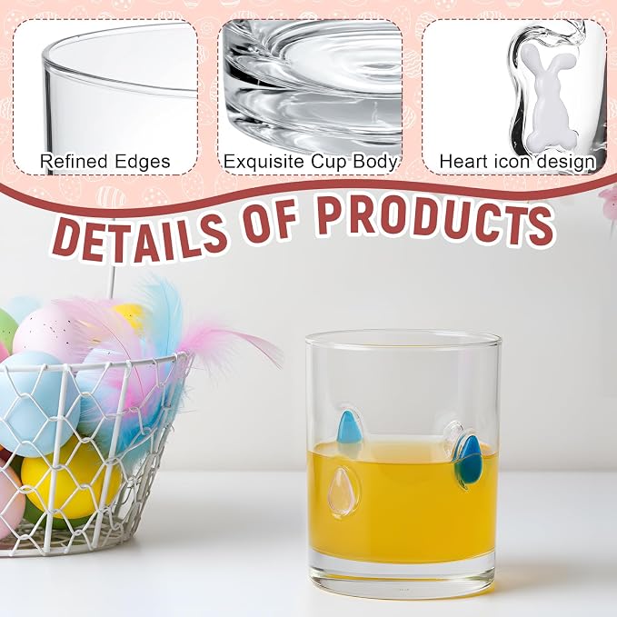 Skylety 2 Pcs Easter Icon Juice Glasses Bunny Drinking Cups Gifts Easter Rabbit - Image 3