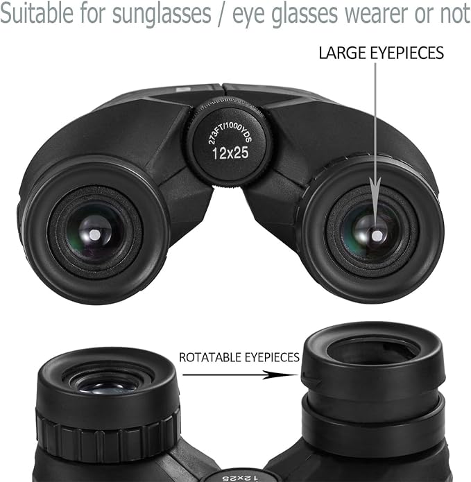 Occer 12x25 Compact Binoculars for Adults and Kids, Large Eyepiece Waterproof - Image 3