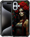 for iPhone 16 Case, Day of The Dead Halloween Woman Pattern Graphic Design Girl by FKBRCL4U