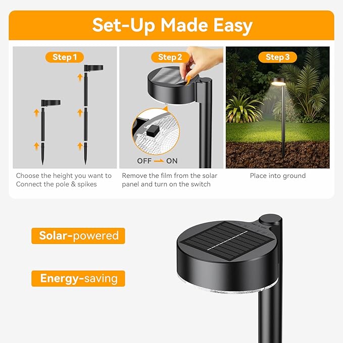 Ahaorigin 8 Pack Solar Pathway Lights Outdoor, 12 Brighter LED Solar Lights - Image 6