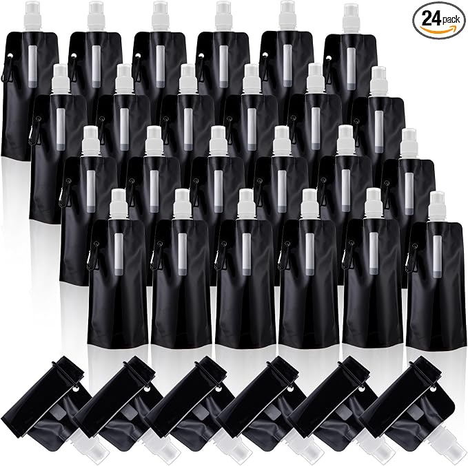 Teenyyou 24 Pack Collapsible Water Bottles Bulk 16oz Foldable Water Bottles by Teenyyou