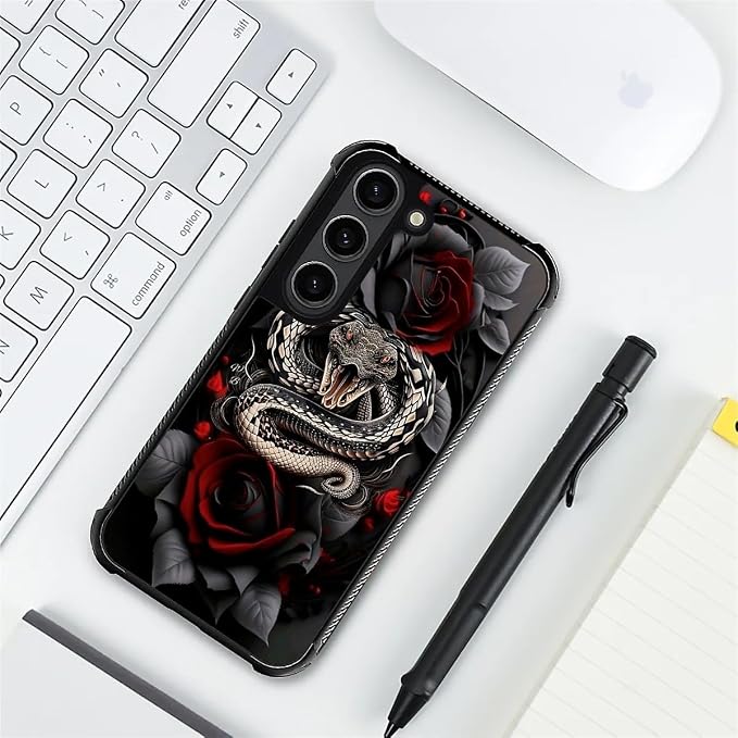 for Samsung Galaxy S23 Case, Entwined Rose Snake Pattern Graphic Design Girl - Image 7