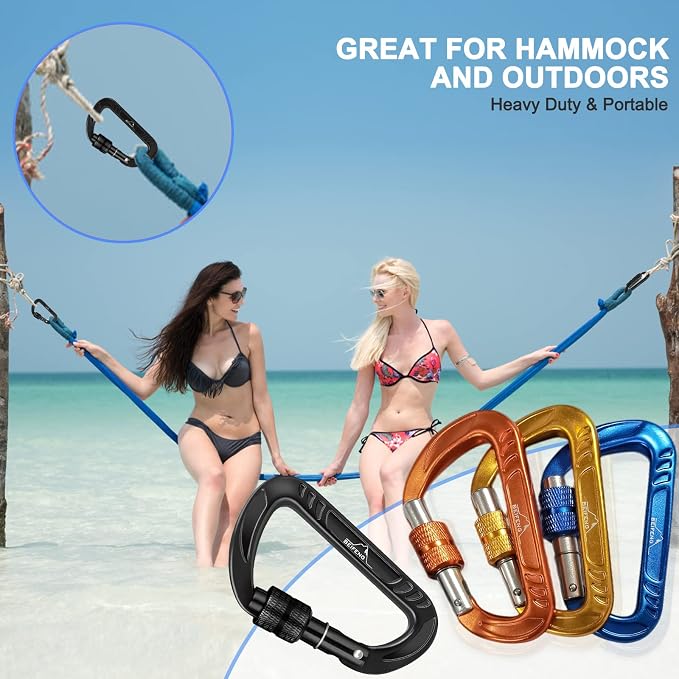 BEIFENG Heavy Duty Lightweight Locking Carabiner Clips D Ring - Image 5