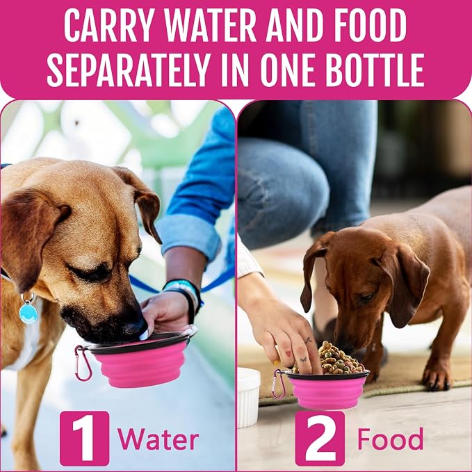Dog Travel Water Bottle W/Collapsible Bowls - Image 4