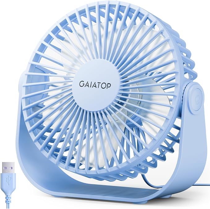Gaiatop USB Desk Fan, 3 Speeds Strong Airflow, 5.5 Inch Portable 90° Rotate by GAIATOP