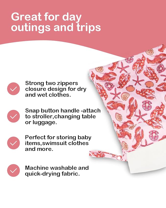 ALVABABY 2pcs Cloth Diaper Wet Dry Bags Waterproof Reusable - Image 4