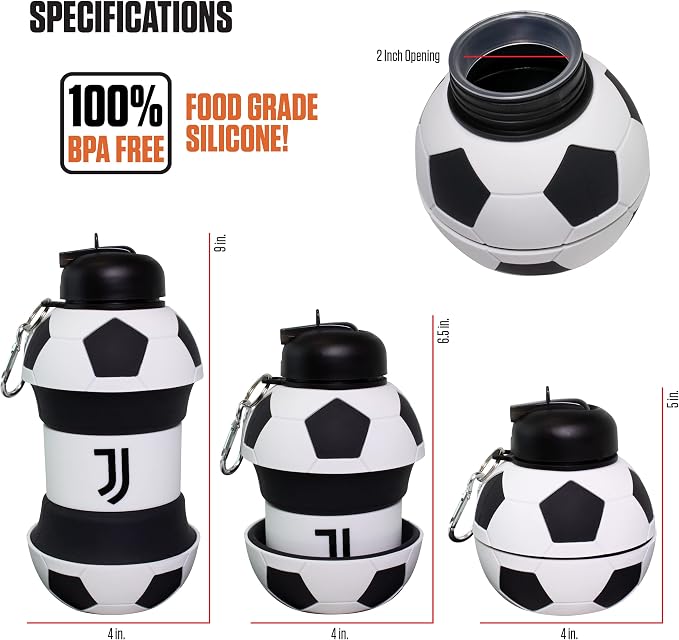 Maccabi ART Juventus Clip-On Collapsible 1 Liter, 34 oz. size BPA-Free Silicone - Image 5