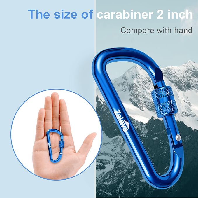 6PCS Carabiner Keychain, 2 inch Aluminum D-Clip Caribeener - Image 3