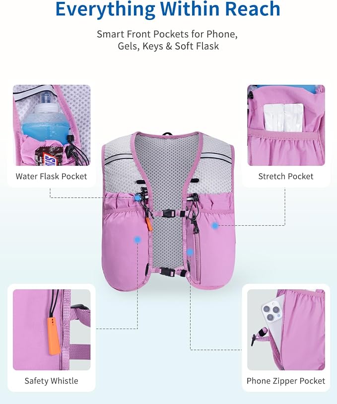ECOHUB Running Hydration Vest Backpack, Lightweight Hydration Pack Bag Daypack - Image 4