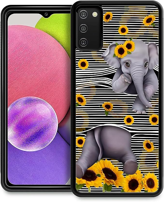 for Samsung Galaxy S20 FE Case, Cute Little Elephant Sunflower White Line Art by FKBRCL4U