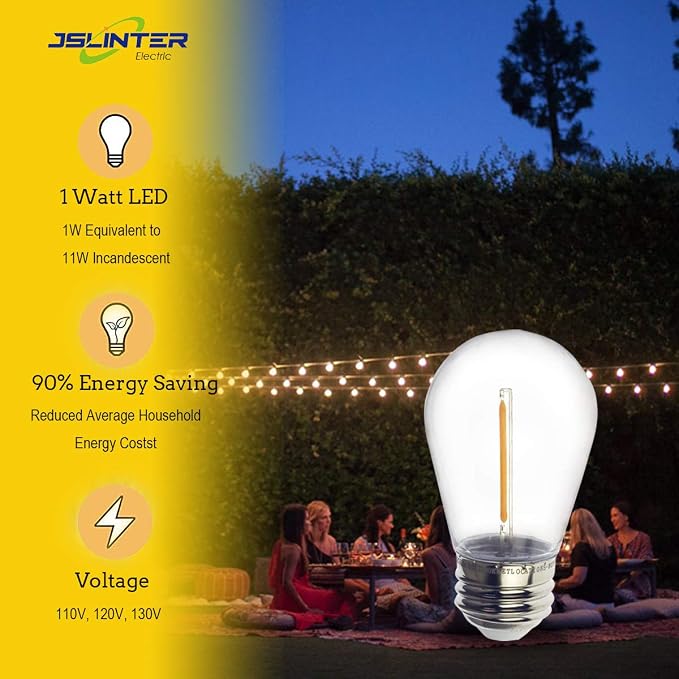 Jslinter S14 1W Outdoor String Lights Bulbs LED, Shatterproof & Waterproof - Image 5