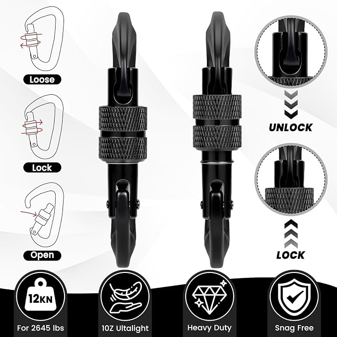 3 Heavy Duty Carabiner Clips 12kN-Lightweight Locking Carabiners - Image 4