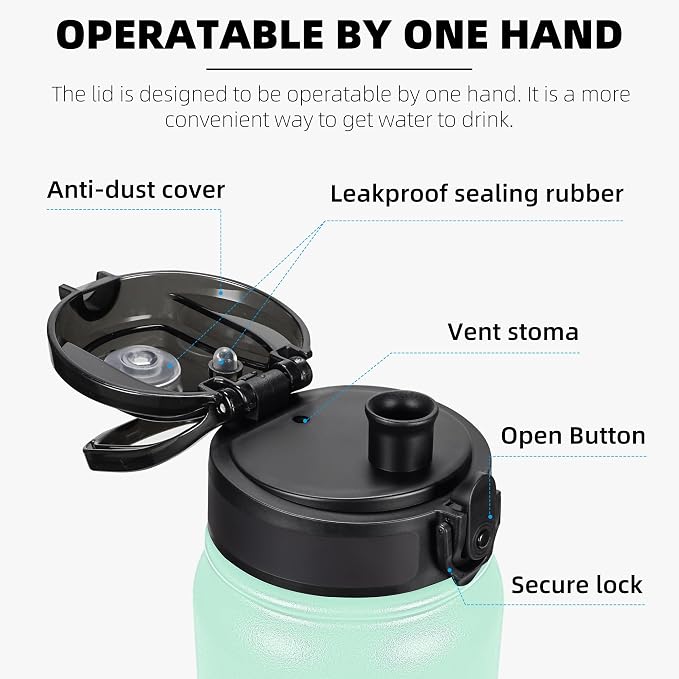 Fanhaw 32 oz Insulated Stainless Steel Water Bottle - Image 2