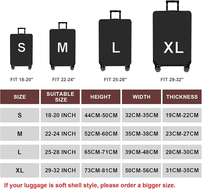 WUJIAONIAO Travel Luggage Cover Baggage Suitcase Cover Protector Skins 18-32 - Image 2