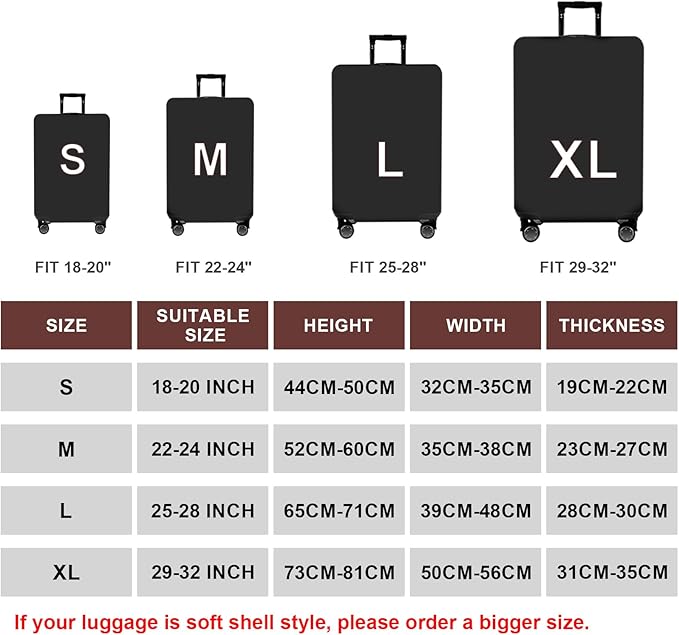 WUJIAONIAO Travel Luggage Cover Baggage Suitcase Cover Protector Skins 18-32 - Image 2