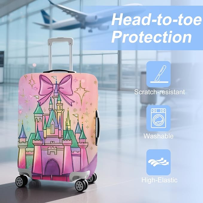 ANNA QUEEN Fantasy Castle Travel Luggage Cover -Stretchable Airplane Suitcase - Image 3