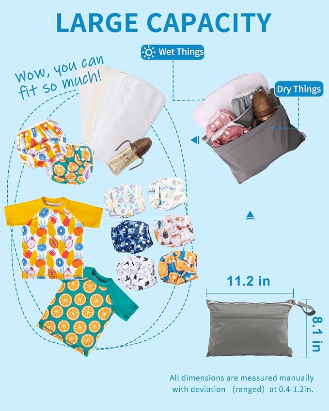 babygoal Wet Dry Bags for Baby Cloth Diapers, Washable Travel Bags, Gym Bag for - Image 5