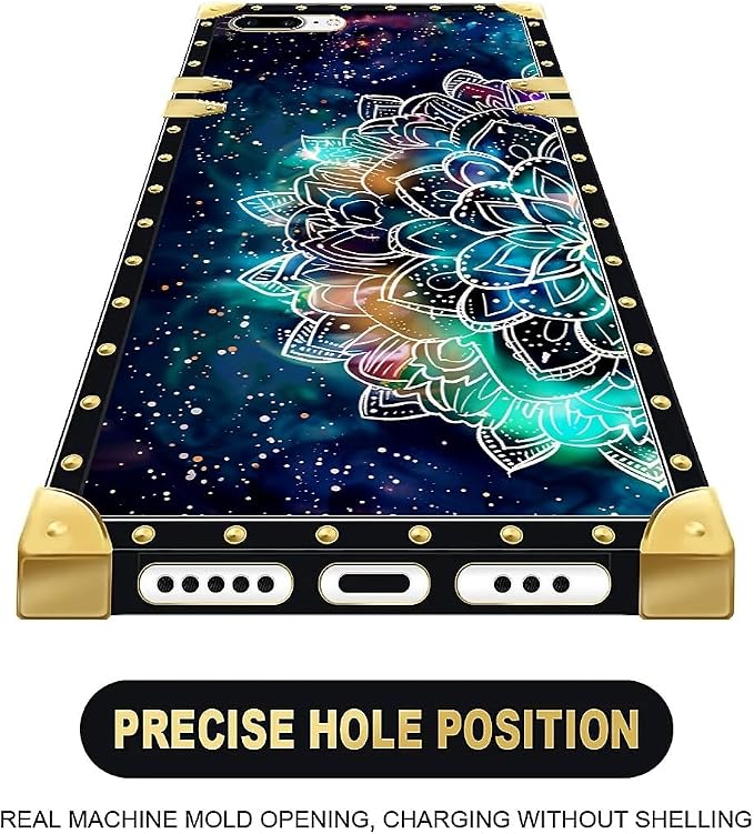 Compatible with iPhone 8 7 SE Case, Starry Sky Colourful Mandala Luxury Golden - Image 5