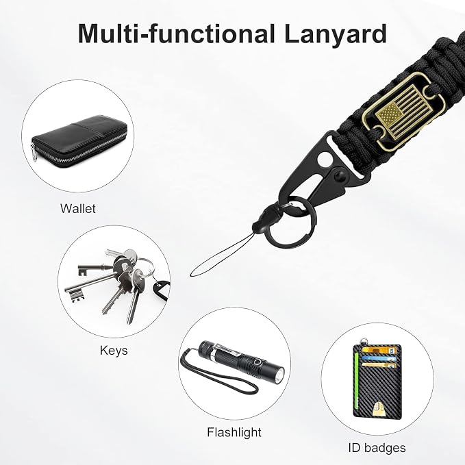 Paracord Key Lanyard for Men Black Neck Lanyard for Keys - Image 4
