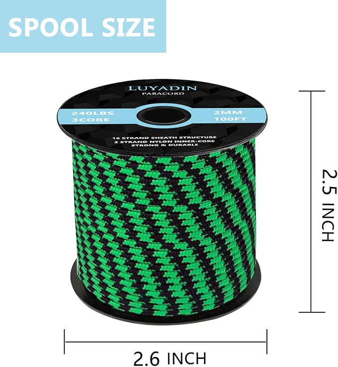 Paracord 240lb - Diameter 2mm Micro Utility Cord -3 Strand Parachute Spool Cord - Image 2