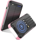 Solar Power Bank 33800mAh with Super Bright LED Flashlight, Built-in 4 Cables & by Unknown